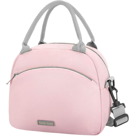 Articole pentru Bucatarie - Geanta Termica pentru Pranz Multifunctionala, Compartimentata, Impermeabila, 2 Tipuri de Manere, 26x14.3x21.2 cm, Roz