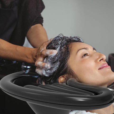 Set Gonflabil pentru Spalat pe Cap, pentru Copii, Femei Insarcinate si Varstnici, 81 x 60 x 38 cm, Ajustabil, Negru [2]