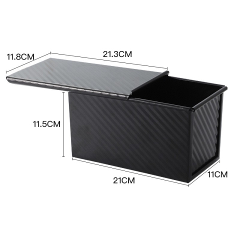 Tava pentru Paine, din Otel Carbon, 450 g, cu Capac, Antiaderenta, 21 x 11 x 11.5 cm, Negru [4]