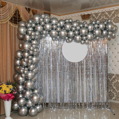 Set 10 Baloane din Latex Chrome, Model Party, 13 cm, Silver, 1 g [3]