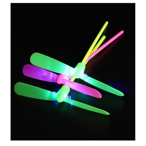 Set 4 Jucarii Libelula Zburatoare, Distractive pentru Copii, Aruncatoare Manuale din Plastic, cu Lumini, Multicolor [3]