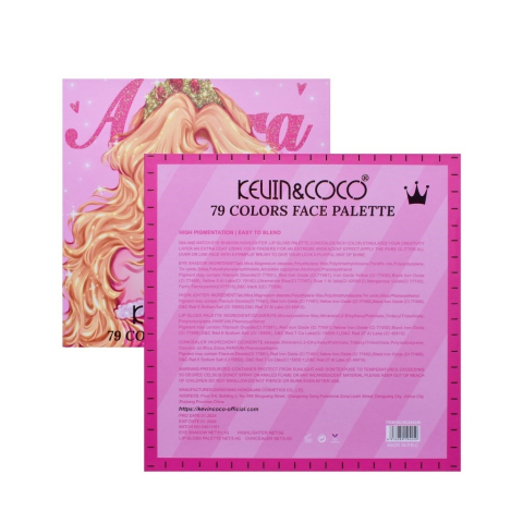 Trusa de Machiaj, KEVIN &amp; COCO, Princess Palette. Fard de Pleoape, Iluminator, Corector, Ruj, 79 culori, 19.7 x 20 x 2 cm [7]