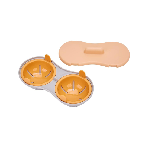 Organizatoare si Depozitare Bucatarie - Recipient Dublu pentru Oua, din Plastic pentru Gatit la Microunde, 22 x 11.8 x 8 cm, Portocaliu