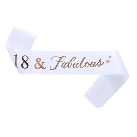 Set 2 Piese pentru Majorat, 15 x 13 x 5 cm, Coronita Printesa Rose si Panglica 18&amp;amp;Fabulous, Alb [4]