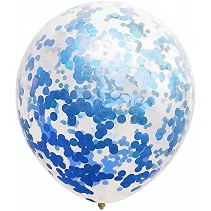 Set 10 Baloane din Latex, Model Party Confetti, 5 x Confetti, 5 x Albastru, 25 cm, 2.2g [3]