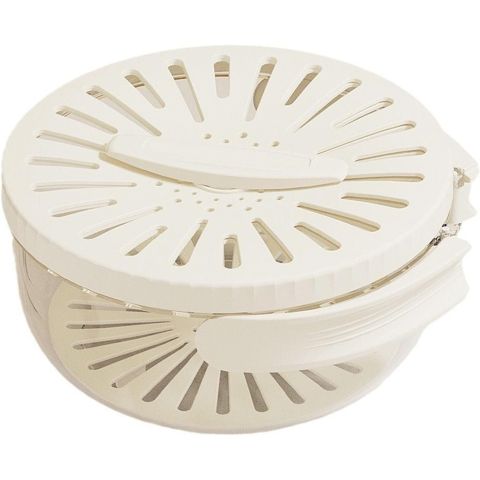 Articole pentru Bucatarie - Strecuratoare 2 in 1 pentru Fructe si Legume, Cos de Scurgere si Cutie de Depozitare, 15.5 x 8.3 cm, din PP, cu Maner si Capac, Alb