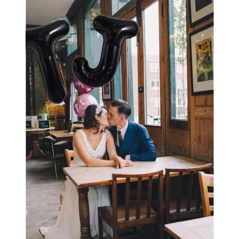 Balon Folie Metalizata Litera J, 40 cm, Umflati cu Heliu sau Aer, Ambalaj Individual, Pai inclus, Negru [3]