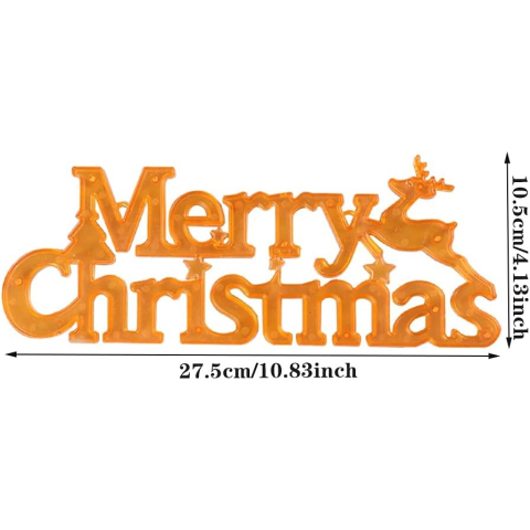 Instalatie LED de Craciun, Litere 3D, Merry Christmas, Lumina Calda, 27.5 x 10.5 x 1.4 cm, Galben [4]