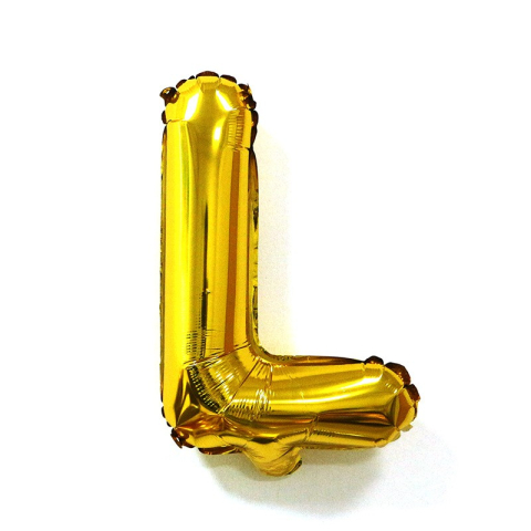 Balon Folie Metalizata Litera L, 40 cm, Umflati cu Heliu sau Aer, Ambalaj Individual, Pai inclus, Auriu [2]