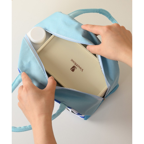 Geanta Termoizolanta pentru Copii, 23x13x19 cm, Model Imprimeu Catel, din Folie de Aluminiu si Panza Oxford, Albastru/Alb [9]