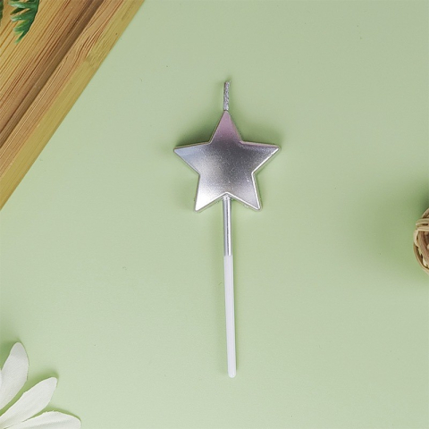 Lumanare de Tort, Model Steluta, Party, 8.5 x 3.2 cm, Argintiu [5]