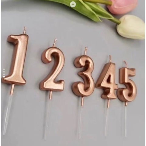 Lumanare de Tort, Model Cifra 2, Party, 4.5 x 2.5 cm, din Parafina, Rose Gold [5]