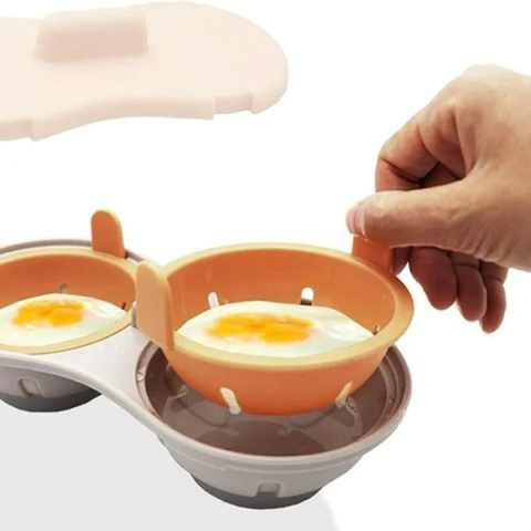 Recipient Dublu pentru Oua, din Plastic pentru Gatit la Microunde, 22 x 11.8 x 8 cm, Portocaliu [1]