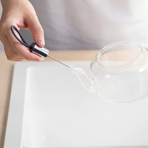 Perie de Curatat Pahare, Sticle, Biberoane, cu Maner Lung, Uz Casnic, Silicon, Ergonomic, 3.9x5.4x38.5cm, Verde [1]