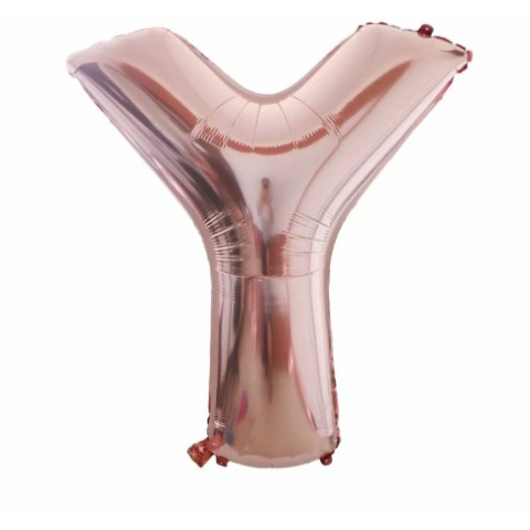 Balon Folie Metalizata Litera Y, 80 cm, Umflati cu Heliu sau Aer, Ambalaj Individual, Pai inclus, Rose Gold [4]