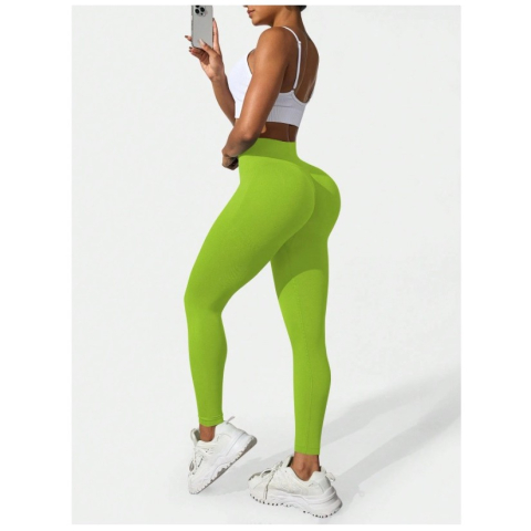Pantaloni de Fitness/Yoga, pentru Femei, Material Elastic, Spandex, Talie Inalta, Verde, Marime M [2]
