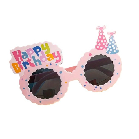 Accesorii Petrecere - Ochelari Decorativi, pentru Petrecere, din ABS, Unisex, Model Happy Birthday, 13.5 x 8.5 cm, Roz