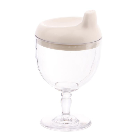 Pahar din Plastic Transparent cu Picior, pentru Copii, 14 x 7.7 cm, cu Cioc Antiscurgere, + 3 Ani, Fara Maner, Alb [2]