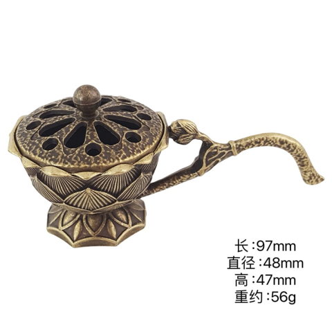 Articole pentru Casa si Curatenie - Suport de Tamaiat, din Aliaj de Zinc, Model Lotus, Ignifug, 9.7 x 4.8 x 4.7 cm, Bronz