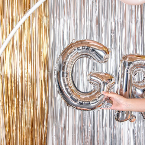 Balon Folie Metalizata Litera G, 80 cm, Umflati cu Heliu sau Aer, Ambalaj Individual, Pai inclus, Argintiu [3]