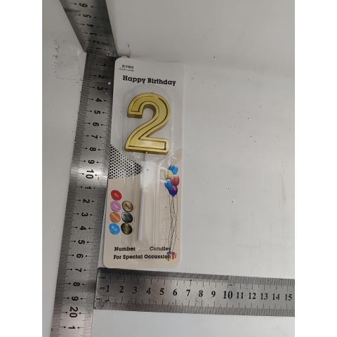 Lumanare pentru Tort Cifra 2, 4.8 cm, Aniversare, Aurie [1]