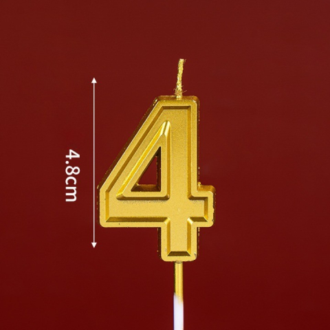 Lumanare pentru Tort Cifra 4, 4.8 cm, Anivesare, Aurie [2]
