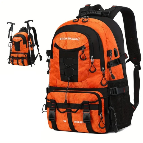 Rucsac Multifunctional de Alpinism, Capacitate 36-55 L, de Calatorie, Impermeabil, Slot USB Incarcare Telefon, Bretele Reglabile, 52 x 34 x 19 cm, Portocaliu [4]