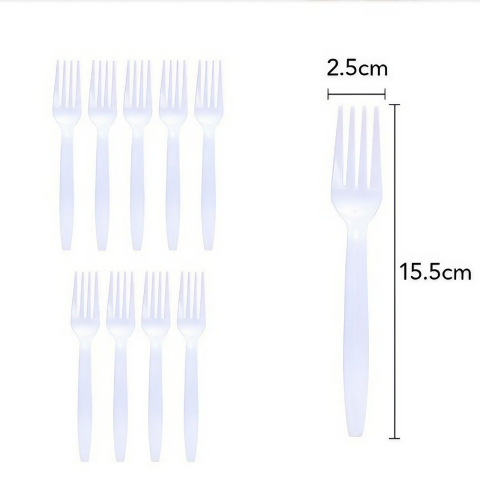 Set 10 Furculite de Unica Folosinta, Plastic, 15.5x2.5 cm, Alb [3]