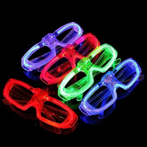 Ochelari de Petrecere cu LED, Model Neon, din Plastic, 3 Moduri de Iluminat, Marime Universala, Multicolor [2]