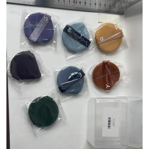 Set 7 Bureti de Machiaj Triunghi Reutilizabili, Utilizare Umeda sau Uscata, 5.5 x 5.5 x 1.3 cm, Powder Puff, Multicolor [6]