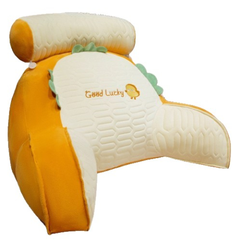 Perne Voiaj, Paturi si Textile - Perna Multifunctionala, Spatar pentru Pat, Protectie Lombara, Marime Medie, 60 x 40 cm, din Latex, Model Pui, Portocaliu