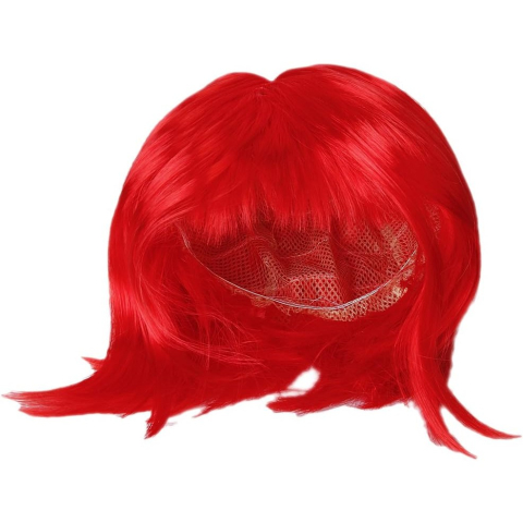 Peruca Cosplay, Tunsoare Bob cu Breton, pentru Carnaval, Halloween, Petreceri Tematice, din PET, Marime Universala, Rosu [2]