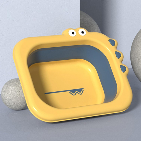 Lavoar Pliabil, pentru Copii, din PP/TPE, Portabil, Model Crocodil, 30x24.5x9 cm, Galben/Albastru [1]