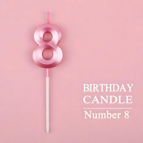 Lumanare Cifra 8, Model Diamond, 5 x 3.4 cm, Roz [3]