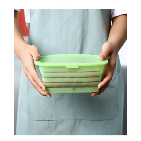 Caserola din Silicon, Pliabila, 1L, 18.8 x 8 x 11.5 cm, Rezistenta Temperaturi Extreme, Verde [4]