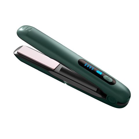 Ingrijire personala si cosmetice - Placa de Par fara Fir, Adaptor Tip C, 4 Trepte de Temperatura, Tensiune 5V, Capacitate Baterie 5000 mAh, Indreptat, Ondulat, 23.5x3.3x4.5 cm, Verde