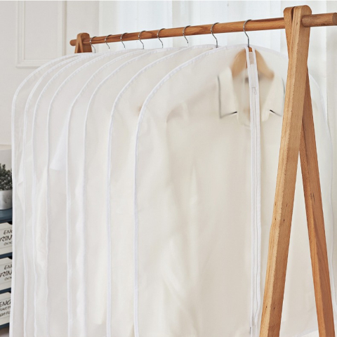 Set 5 Huse de Depozitare cu Fermoar, pentru Haine, de Protectie, pentru Voiaj, Netesut, Rezistent la Praf, 60x80 cm, Transparent-Alb [1]