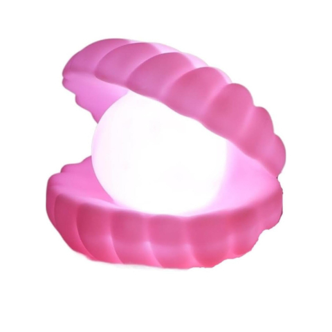 Lampi de veghe - Lampa de Veghe, Model Scoica cu Perla, Lumina Calda, 10 x 8.5 cm, Led, Baterii Incluse 3 x LR44, Roz