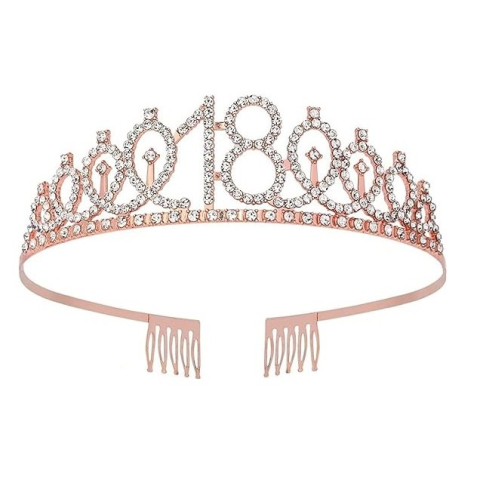 Set 2 Piese pentru Majorat, 15 x 13 x 5 cm, Coronita Printesa Rose si Panglica 18&amp;amp;Fabulous, Alb [1]