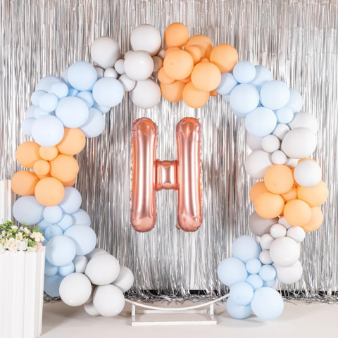 Balon Folie Metalizata Litera H, 100 cm, Umflati cu Heliu sau Aer, Ambalaj Individual, Pai inclus, Rose Gold [5]