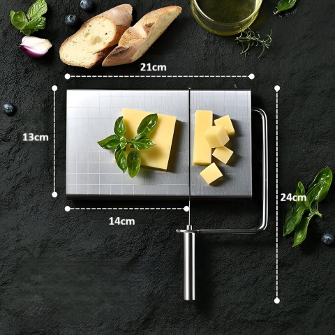 Feliator de Branza, din Otel Inoxidabil, 5 Fire de Rezerva, Maner Ergonomic, Scara de Masurare, 24x21cm, Argintiu [5]