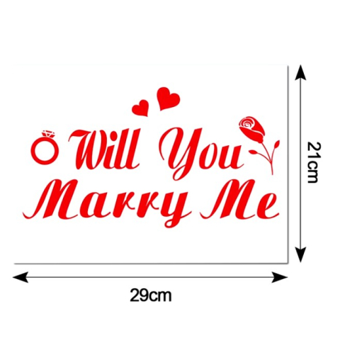 Sticker Autocolant, Tematica Nunta, Model Scris Will You Marry Me, 21x29 cm, Rosu [3]