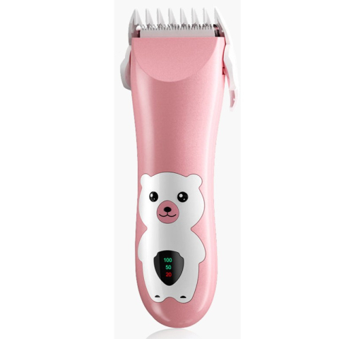 Epilare, tuns si ras - Masina De Tuns Bebelusi si Copii, Display Digital, Lame Cermice si Inox, Fara Fir, Functie Anti Taiere, Silentios, 50 W, Rezistent la Apa, 2 Accesorii, Incarcator USB, Model Ursulet, Roz