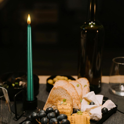 Lumanare Decorativa, pentru Masa, 25 cm, din Parafina, fara Fum, Ardere 7.5h, Verde [2]