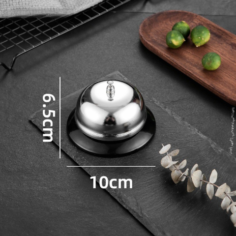 Clopotel sonerie metalica pentru receptie hoteluri, baruri, restaurante, material metal si plastic, 6 x 10 cm, argintiu [2]