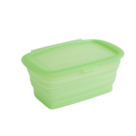 Organizatoare si Depozitare Bucatarie - Caserola din Silicon, Pliabila, 1L, 18.8 x 8 x 11.5 cm, Rezistenta Temperaturi Extreme, Verde