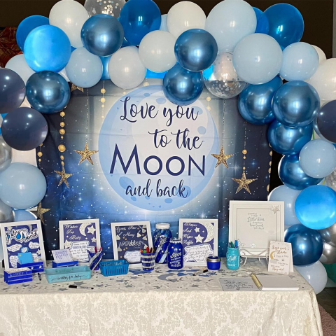 Set 10 Baloane din Latex Chrome, Model Party, 23 cm, Diferite Nuante Albastru, 2.2 g [3]