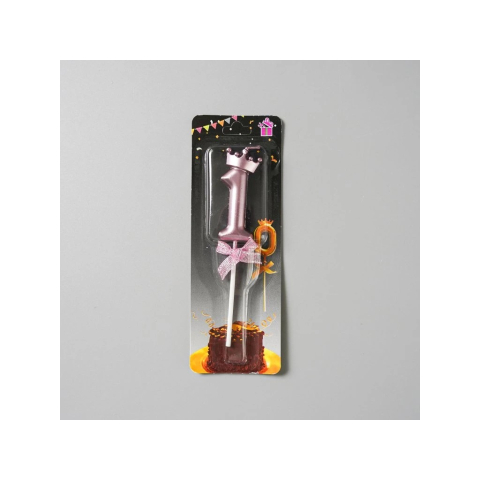 Lumanare Cifra 1, Model Coroana cu Fundita, Pentru Tort, 6 x 2.5 cm Mov [4]