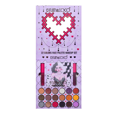 Set 4 Produse de Machiaj, KEVIN &amp;amp; COCO, Black-White Witch, 22 culori, 19.7 x 21.2 x 2.5 cm [7]