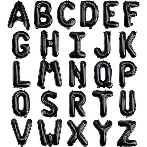 Balon Folie Metalizata Litera L, 40 cm, Umflati cu Heliu sau Aer, Ambalaj Individual, Pai inclus, Negru [1]